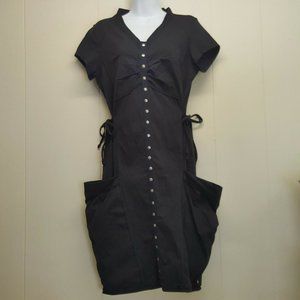 Neon Buddha S Black Dress Pockets Side Ties V Neck